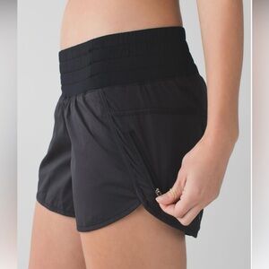 Lululemon Tracker short with 4” inseam, black.